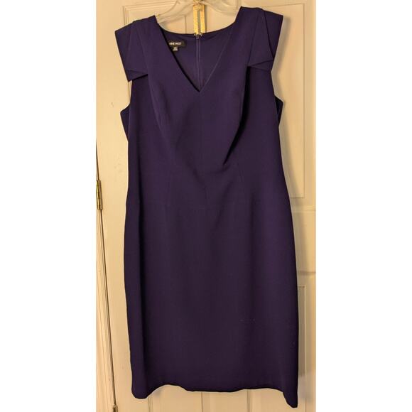 Nine West Dresses & Skirts - Nine West Blue-Violet Curvy Cocktail Party Dress 16 1X Stretch Knit V Neckline